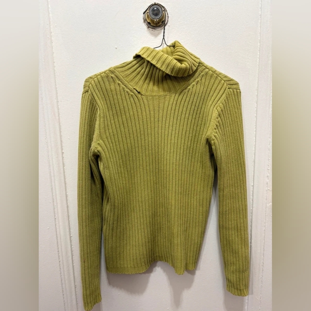 Olive Ribbed Turtleneck Sweater
